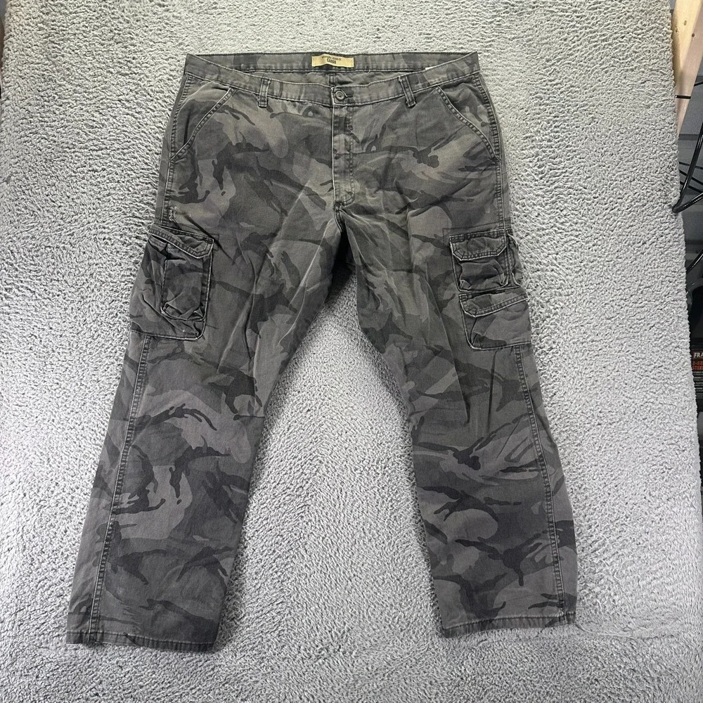 Wrangler Pant Mens 42x30 Gray Camouflage Cotton Twill Cargo Straight Leg Utility